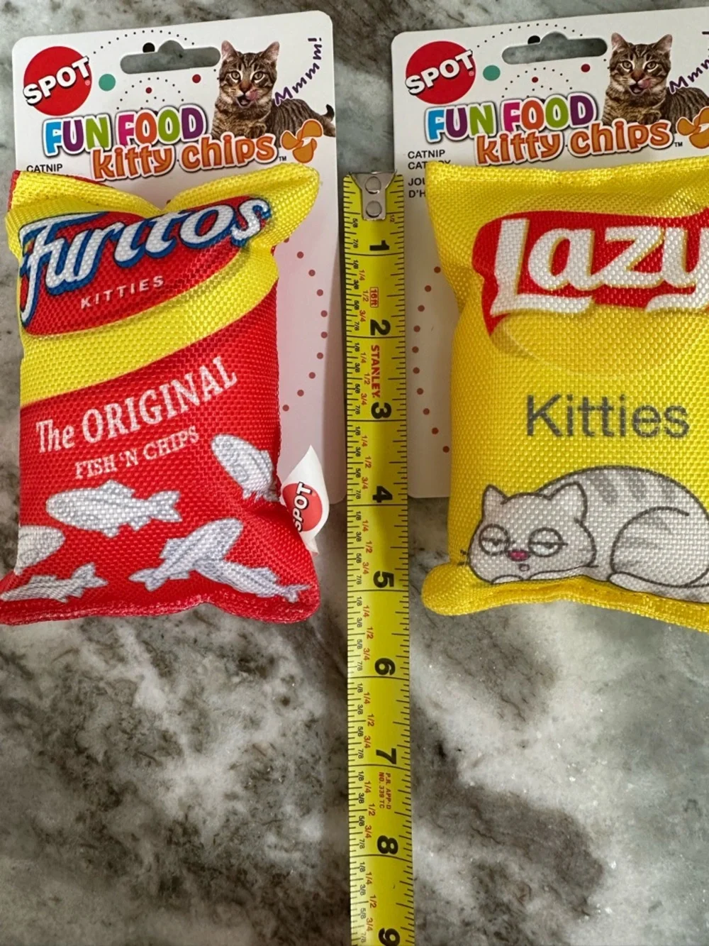 Fun Food Kitty Chips Cat Toy - Yellow & Red